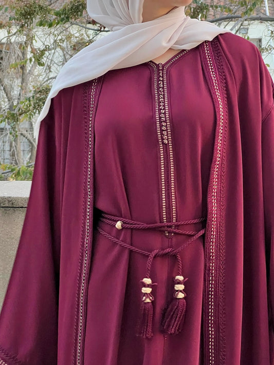 Burgundy Abaya Set