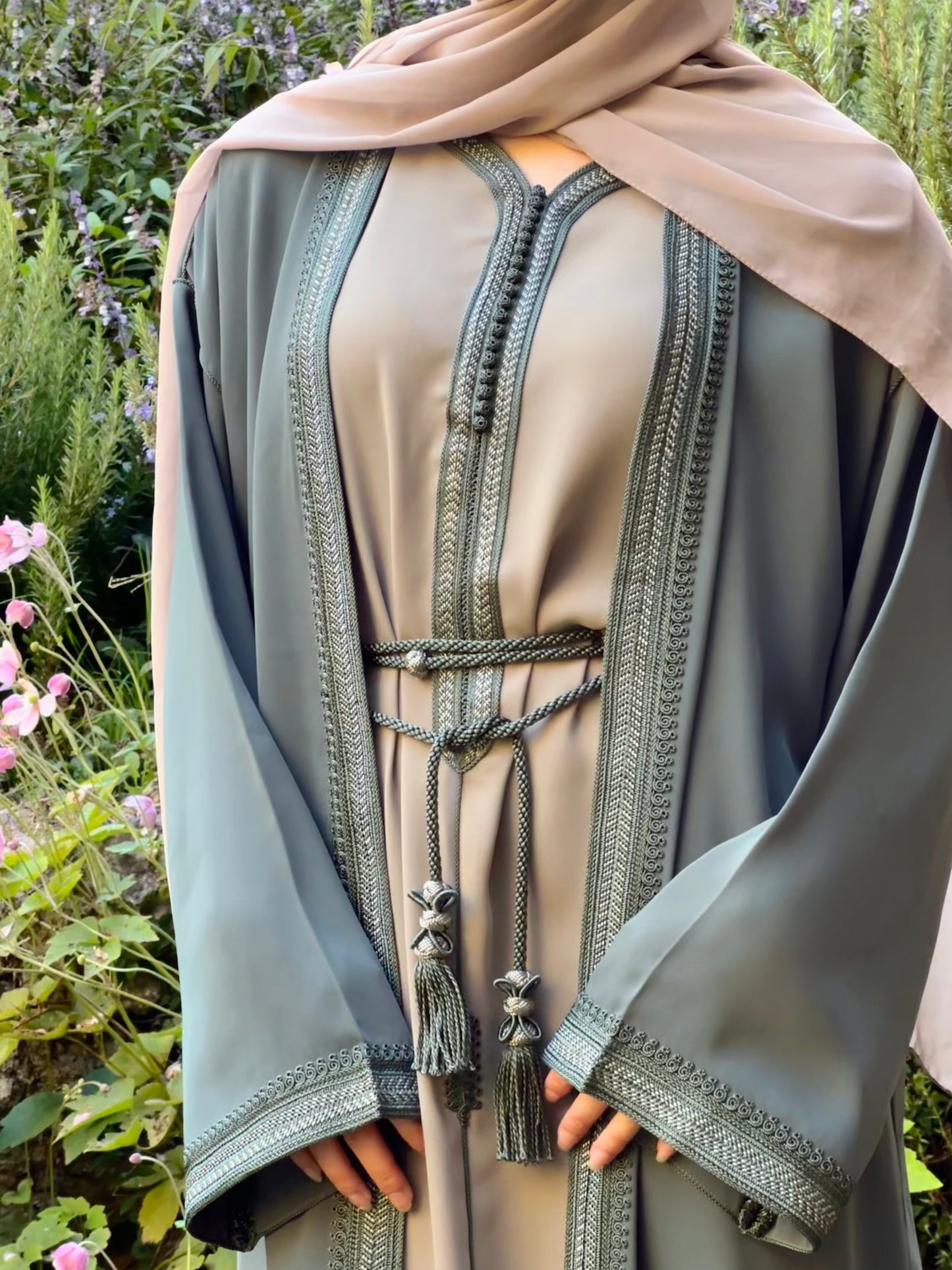Green Two-toned Abaya Set