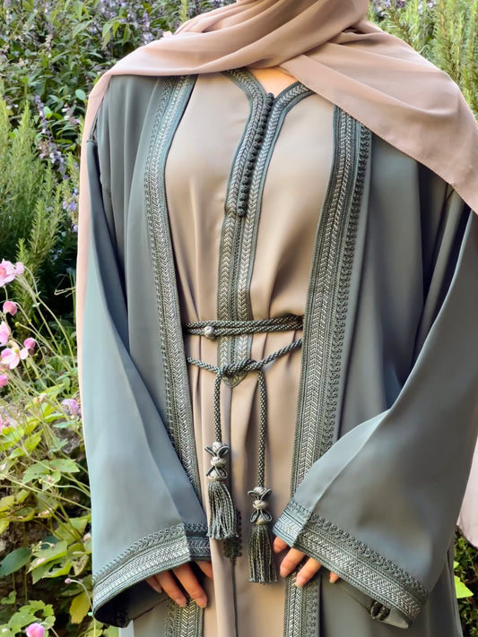 Green Two-toned Abaya Set
